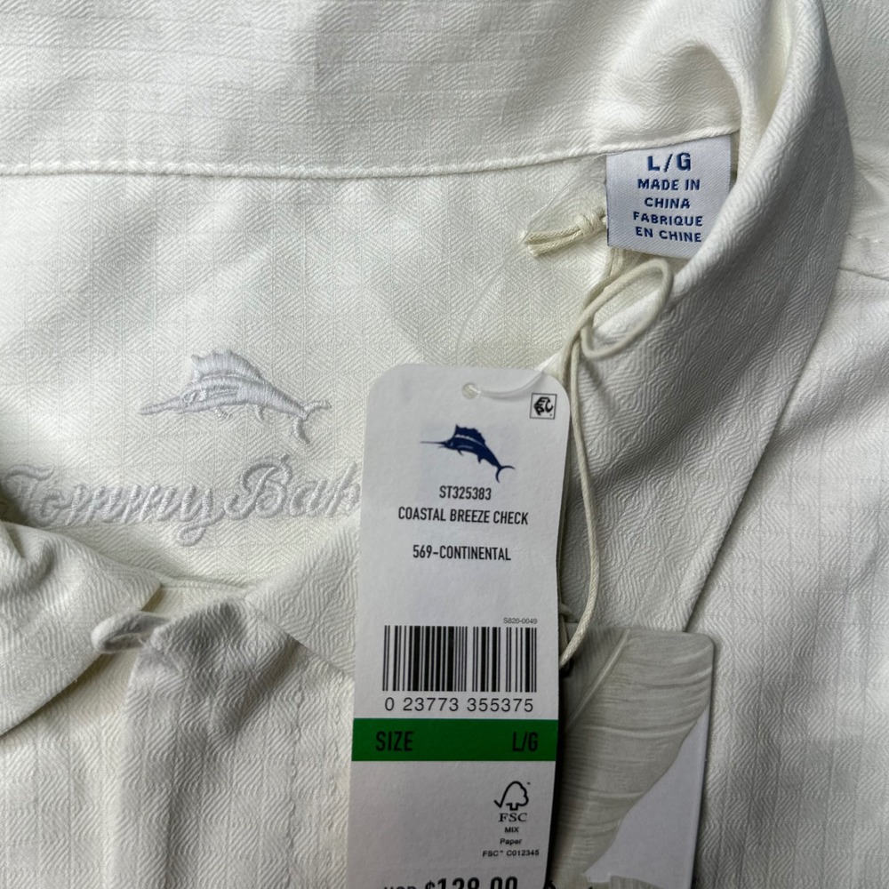 Tommy Bahama Coastal Breeze Check Shirt Mens Large Continental Silk‎ Blend NWT - Picture 12 of 13